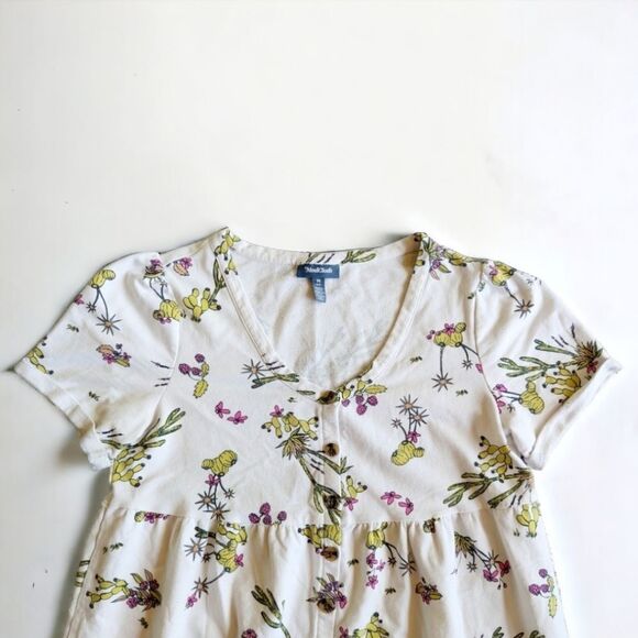 ModCloth Easy Days Button Front Short Sleeve Babydoll Mini Dress Women's Sz M - Picture 5 of 14